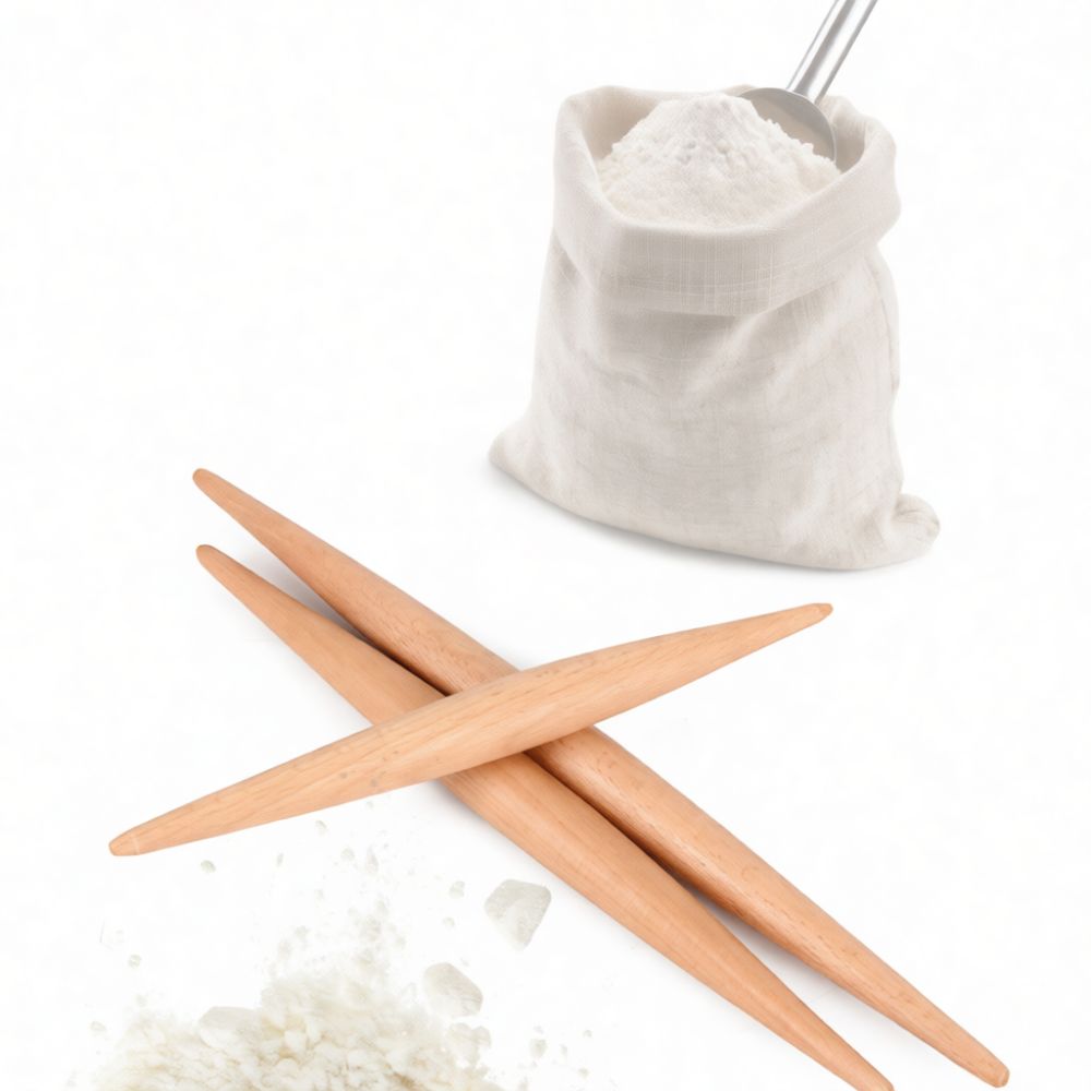 Kitchen Roller Baking - Robuster Holz-Teigroller mit spitzer Spitze, traditionelles