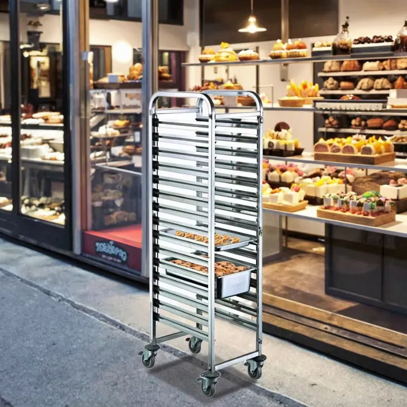 Kitchen Baking Cart - Edelstahl Schwerlast-4-Rad-GN-Behälterwagen, Bäckerei-Kühlbehälterwagen, Lebensmittel-Backblechwagen, Fast-Food-Küchenausstattung