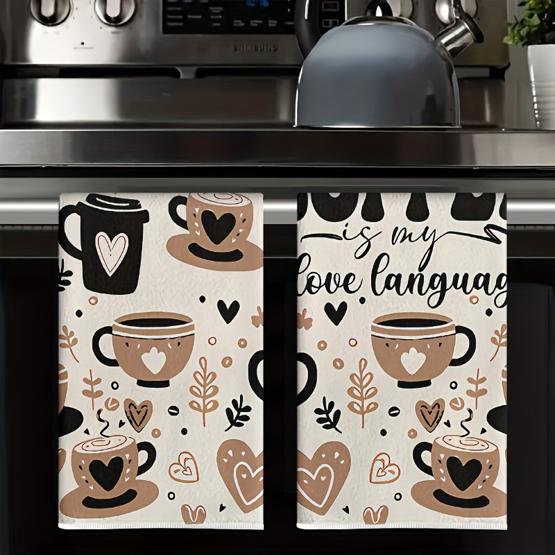 Baking Kitchen Set - 2-teiliges braunes Kaffeetassen-Küchentuch-Set, super saugfähiges weiches
