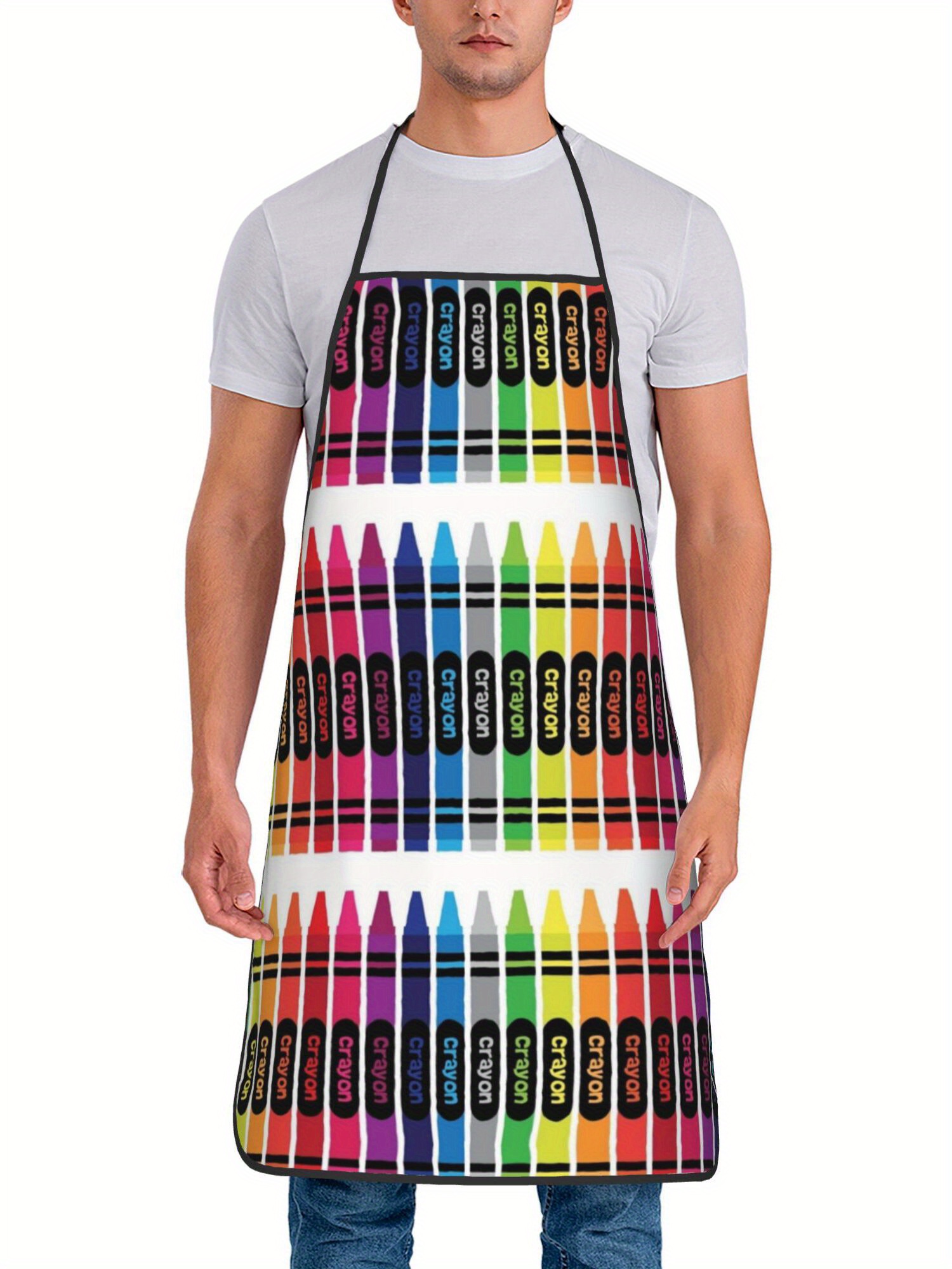 Kitchen Baking Background - Weißer Hintergrund, Regenbogen-Buntstiftstreifen, vollflächig bedruckt, wasserdichte